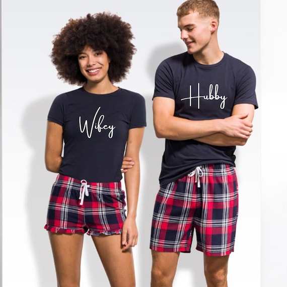 Matching Hubby Wifey Tartan Christmas Pyjamas Matching Pyjamas Tartan Pjs Xmas Pyjamas Personalised Pyjamas Hubby Wifey Christmas Pjs Etsy