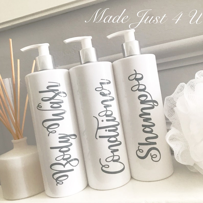 Refillable Reusable Pump Dispenser Bottles For Bathroom White Etsy