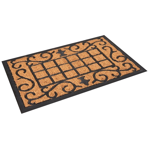 Coir Rubber Doormat Durable Non Slip Door Mat Outdoor Entrance Decor Outdoor Welcome Mat Geometric Scroll Mat Free Shipping