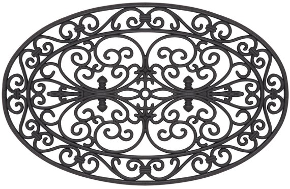 Oval Scroll Wrought Iron Rubber Door Mat Free Shipping Etsy