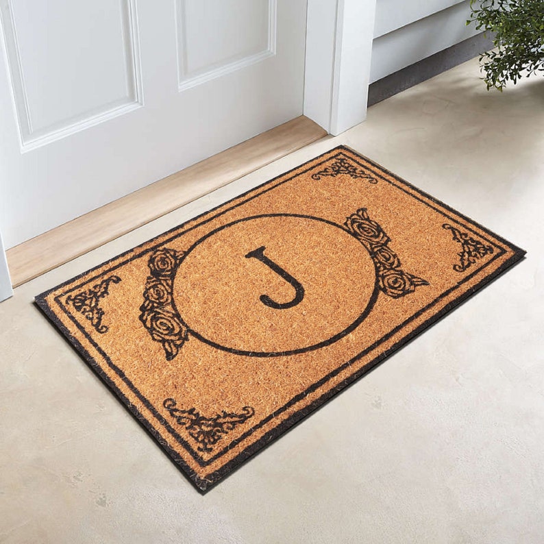 Handwoven Coco Door Mat Customized Monogram Extra Thick Coir Etsy