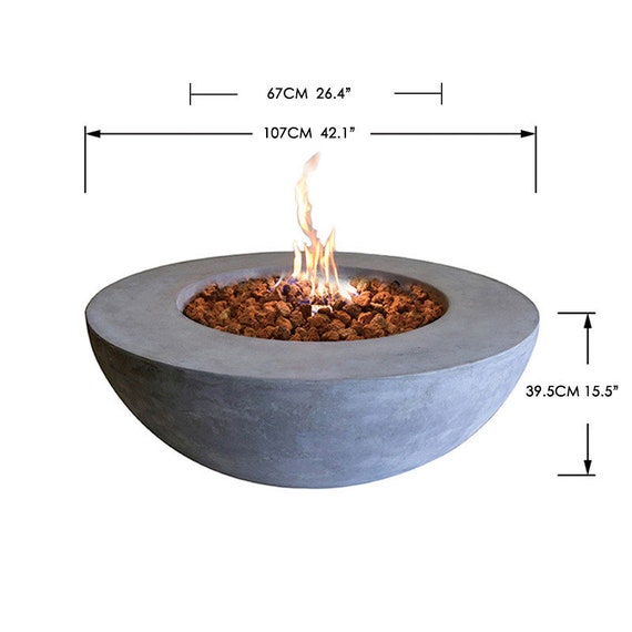 Lunar Fire Bowl Outdoor Gas 42 Inch Natural Gas Fire Pit Patio Etsy
