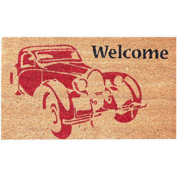 Non Slip Durable Coco Coir Outdoor Welcome Entrance Doormat Red Vintage Car Door Mat Great For Classic Car Collectors Free Shipping