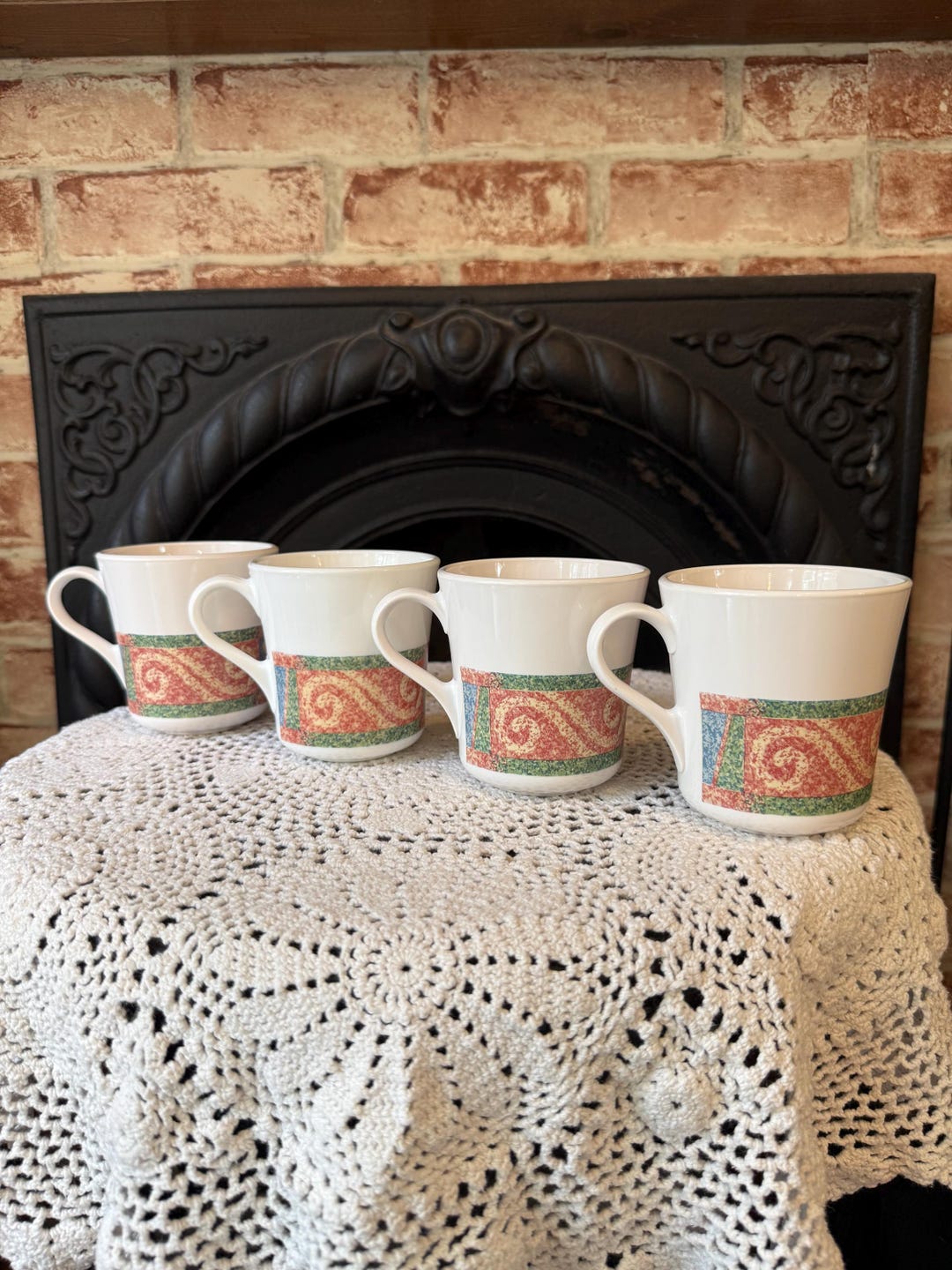 Corelle Sand Art Coffee Cups Mugs Set of Four Southwestern Southwest ...