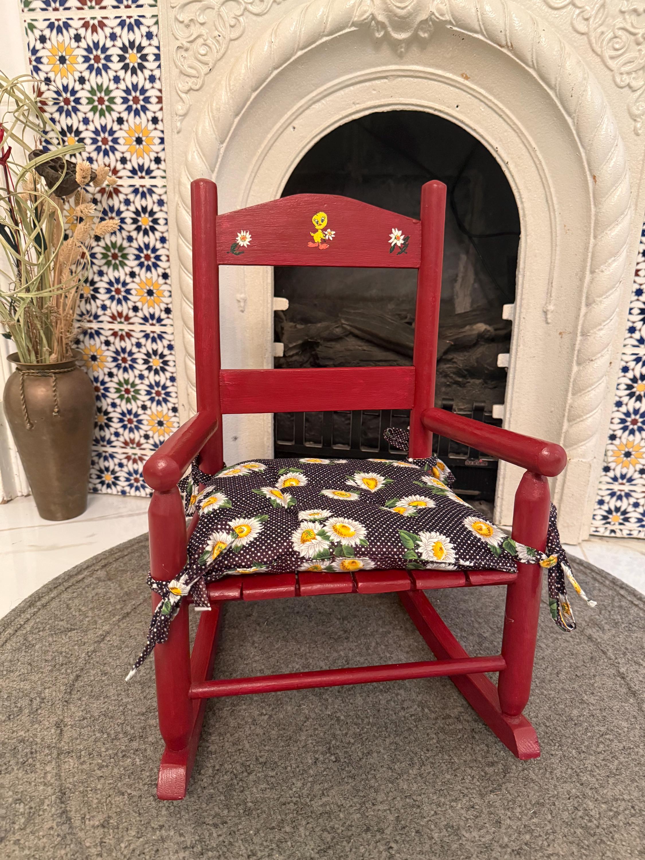 Vintage Red Childs Chair - Etsy