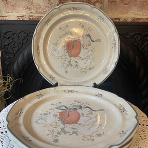 International Marmalade 4 Dinner Plates 8868 Geese Ribbon Fruit Floral Japan