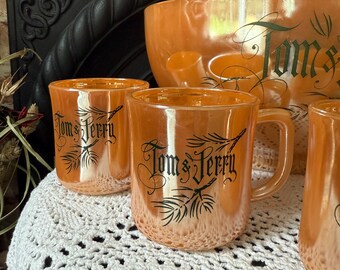 Vintage Fireking Tom and Jerry Punch Bowl Set: 1950s Lusterware