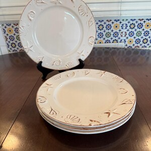Thomson Pottery Hampton Cape Cod Seashells Dinner Plates Set of 4