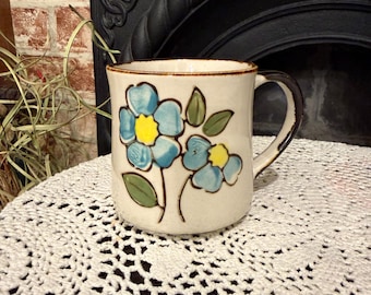 Vtg Otagiri Style Flower Stoneware Mug 1960’s Mid Century Coffee Mug