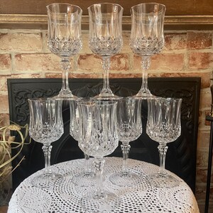 Cristal d&#39;Arques-Durand LONGCHAMP 8&quot; LARGE Water Wine Goblet Crystal Set of 8
