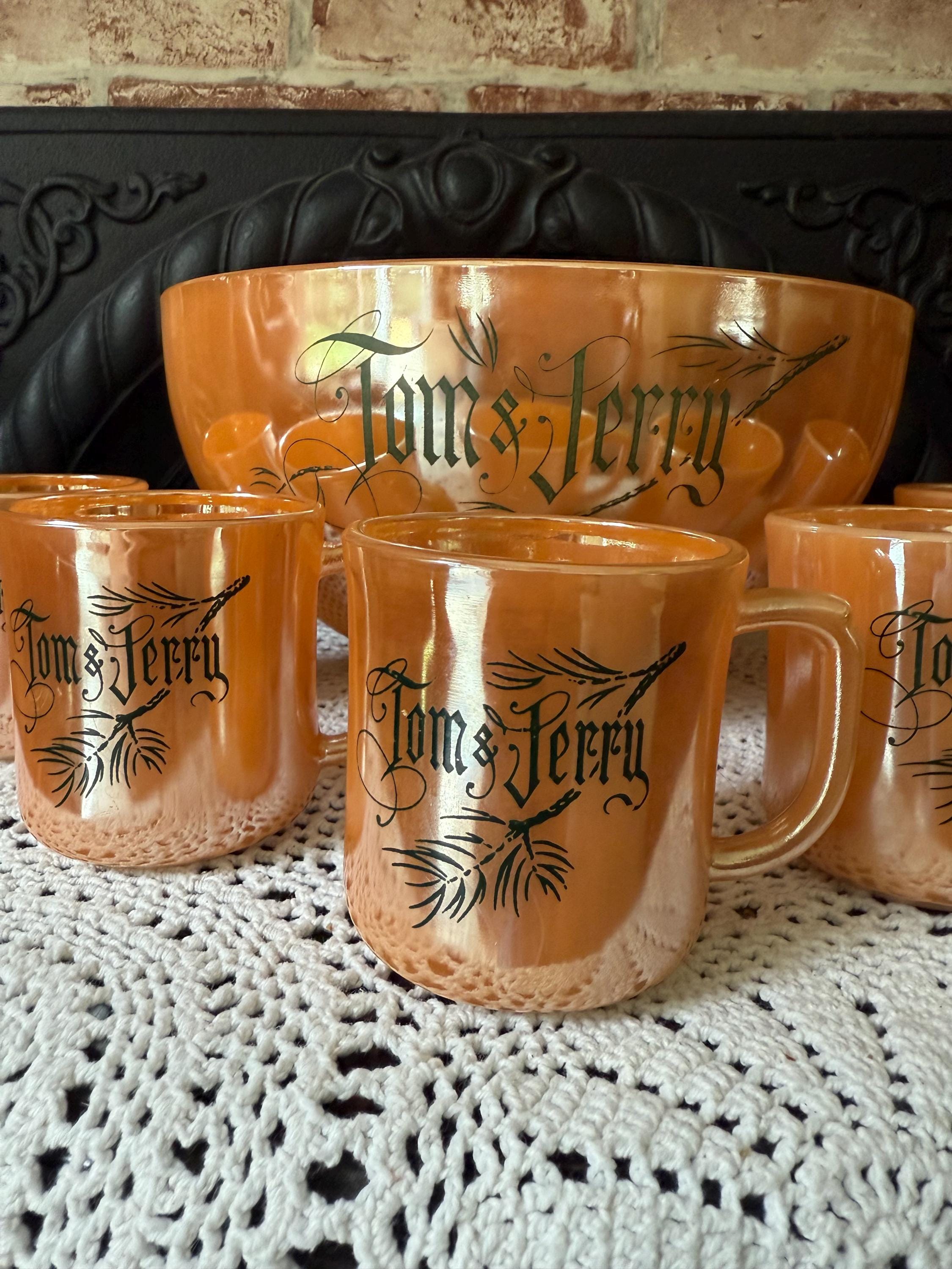 40s 50s Fire king ファイヤーキング ミキシングボウル ゴールド Vintage Fireking Tom and Jerry Punch Bowl Set: 1950s Lusterware