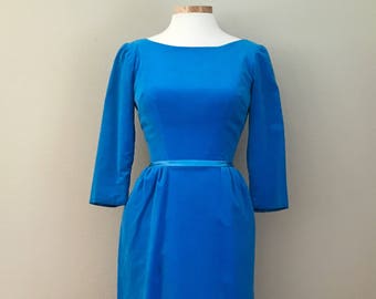 1960's Blue Velvet Gown Maxi Dress