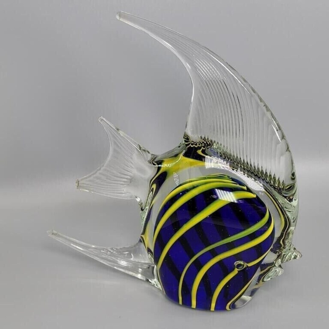 Art Glass Angelfish Paperweight Figurine Blue Yellow - Etsy