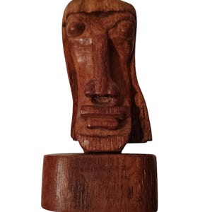 African Hand Carved Wood Statue Tribal Art Face Sculpture 8&quot; Tall