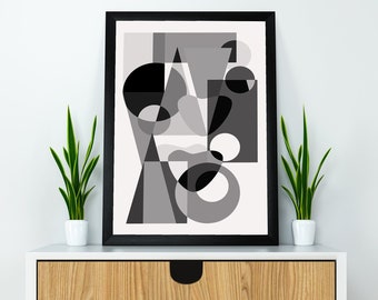 Contemporary black and white art, abstract wall art for living room, wall prints for bedrooms, black and white modern art, office art work