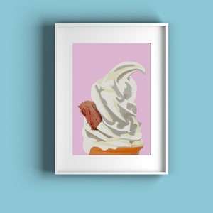 pink modern art, pop art print, food gifts, ice cream art, ice cream decor, pop art poster, food print , beach print, seaside decor print image 1