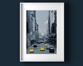New York travel print, New York skyline, Travel wedding print, Navy blue modern art, NYC travel print, Mens bedroom wall art, Big apple art