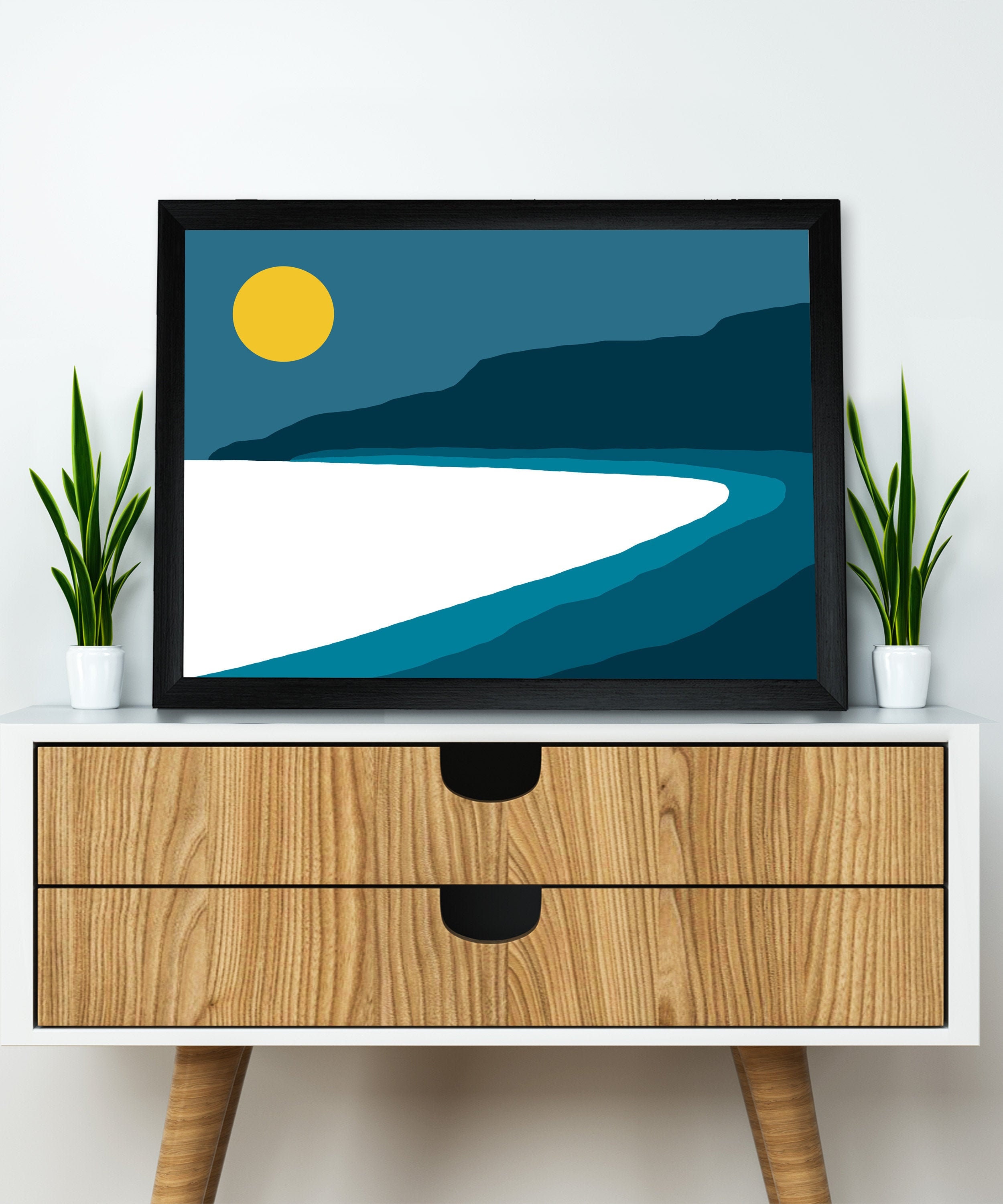 Prints Wall Art Blue and Yellow Wall Art Wall Decor Blue Etsy UK