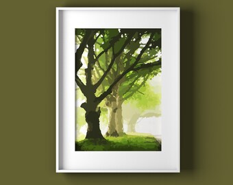 wall art poster prints, countryside trees, mindfulness gift, affiche, farmhouse furniture, cosy prints, yoga wall art,