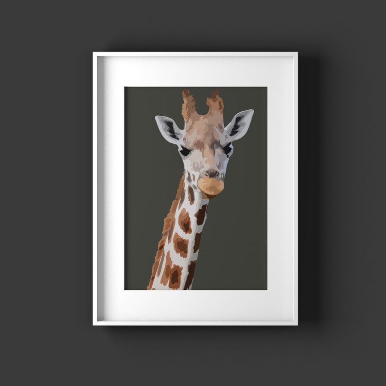 Animal prints, Giraffe gift, Giraffe wall art, GIraffe decor, safari nursery decor, Wild animal art print, zoo animals wall decals for hall image 1