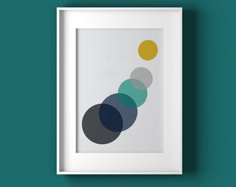 Solar system print, lunar print, home interior pictures, navy blue art print