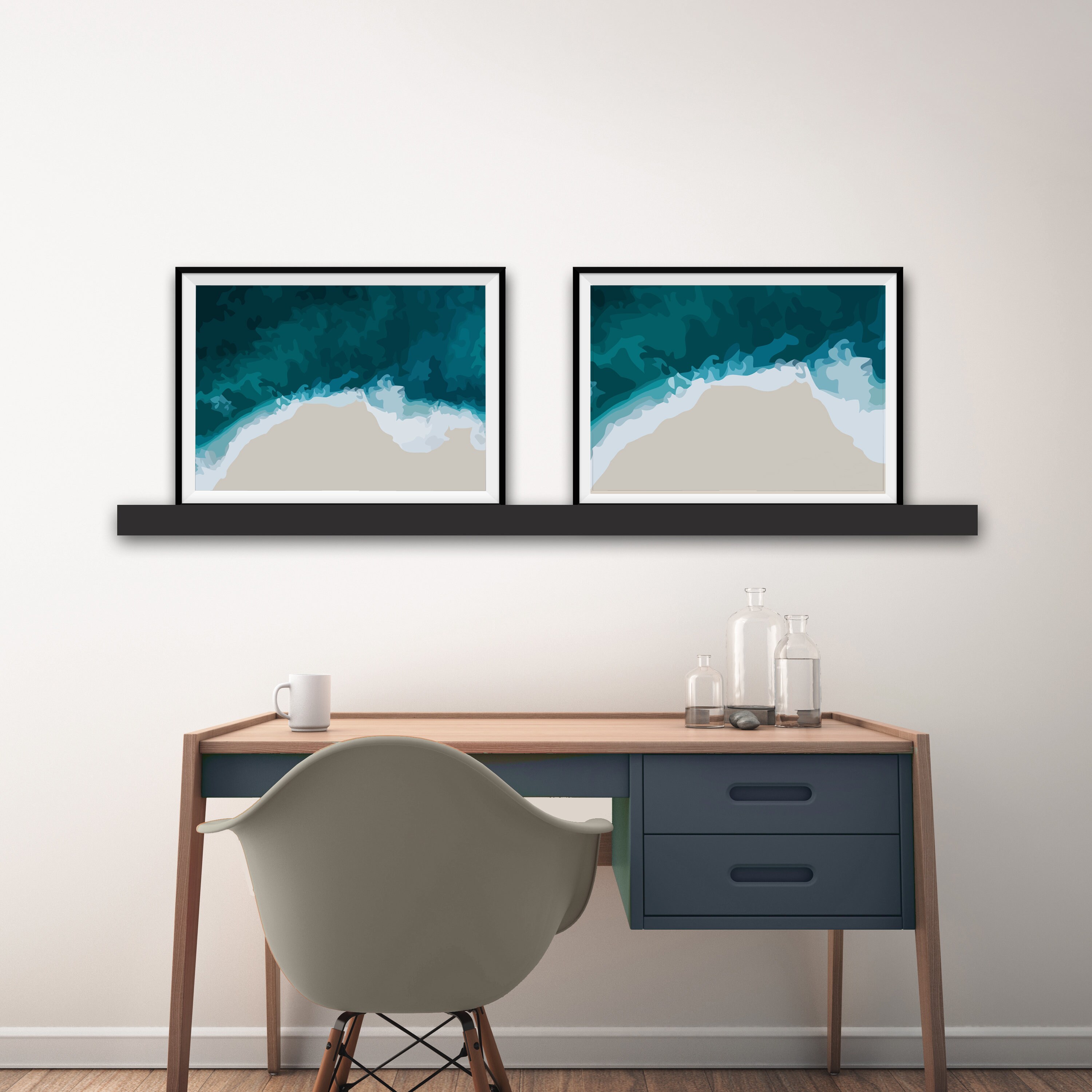 Contemporary Abstract Beach Art Print, Wave Wall Decor for Living Room ...