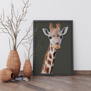 Animal prints, Giraffe gift, Giraffe wall art, GIraffe decor, safari nursery decor, Wild animal art print, zoo animals wall decals for hall image 2