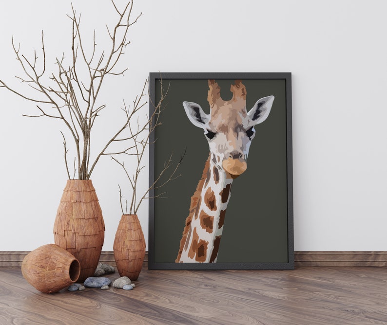 Animal prints, Giraffe gift, Giraffe wall art, GIraffe decor, safari nursery decor, Wild animal art print, zoo animals wall decals for hall image 2