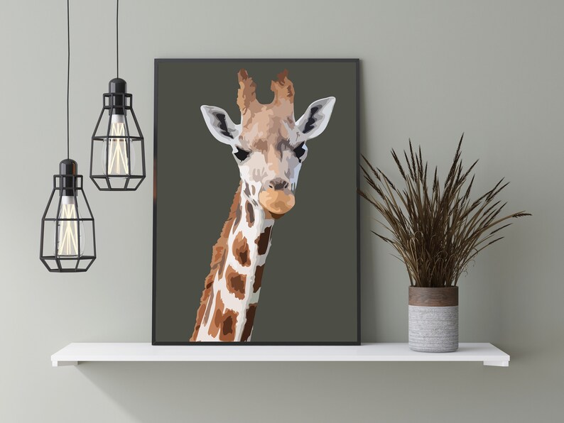 Animal prints, Giraffe gift, Giraffe wall art, GIraffe decor, safari nursery decor, Wild animal art print, zoo animals wall decals for hall image 6