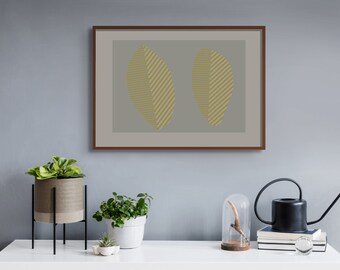 Horizontal kitchen wall art, Lemon and stone abstract wall decal, Scandinavian nursery print,