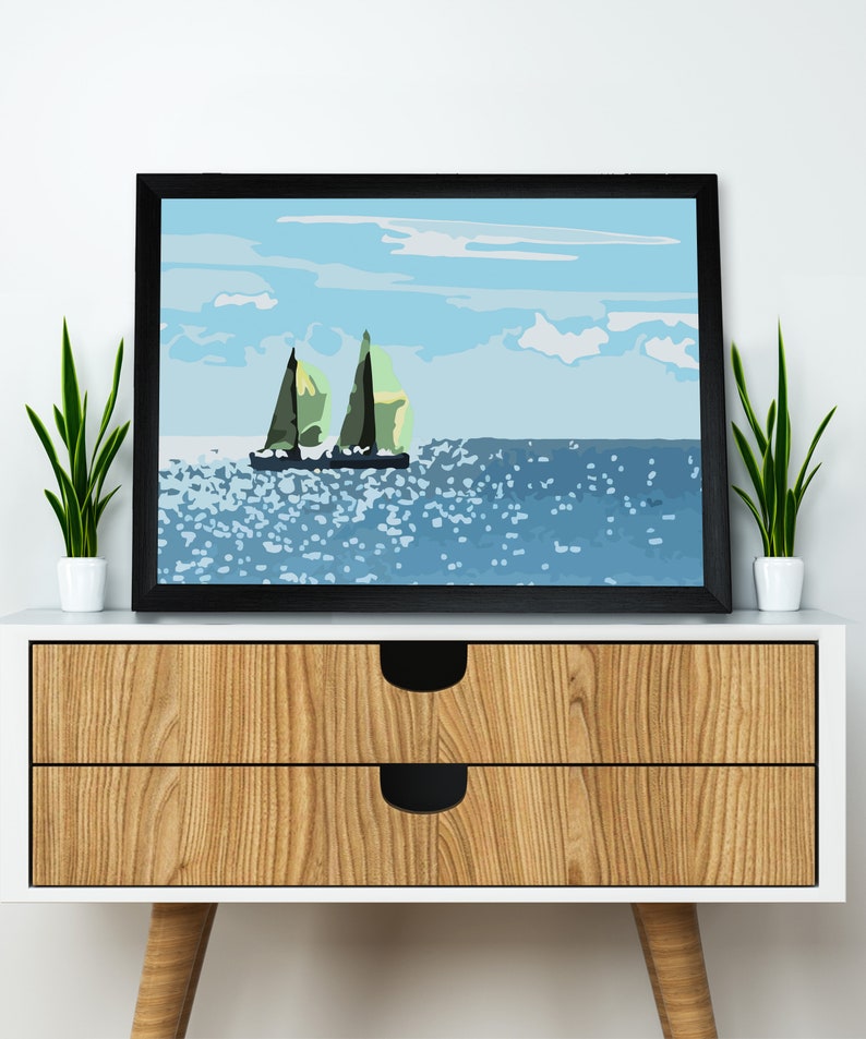 Sea Print Wall Art Blue Modern Art Print Blue Wall Decor Etsy