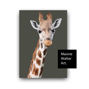 Animal prints, Giraffe gift, Giraffe wall art, GIraffe decor, safari nursery decor, Wild animal art print, zoo animals wall decals for hall image 3