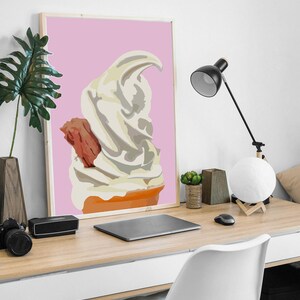 pink modern art, pop art print, food gifts, ice cream art, ice cream decor, pop art poster, food print , beach print, seaside decor print image 7