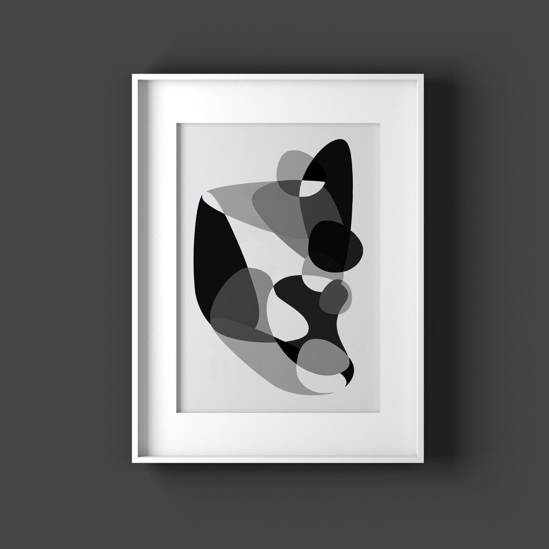 Black White Grey Abstract Art, Bold Abstract Art Print, Light Grey Wall