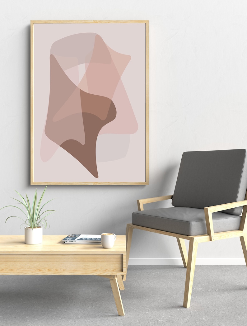 Abstract Art Print Taupe Shapes Wall Art Artwork for Living Etsy
