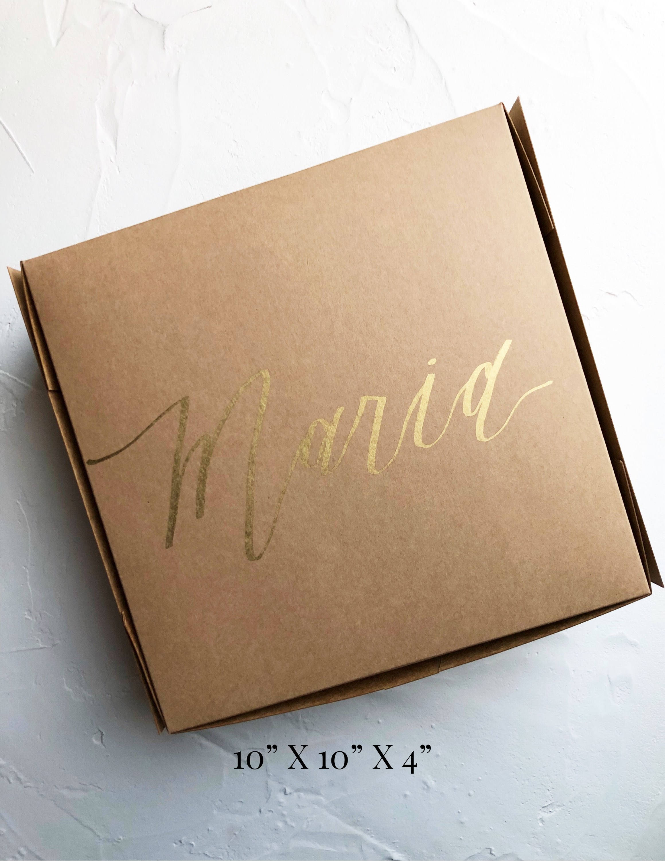 Personalized Calligraphy Kraft Cardboard Gift Box Bridesmaid Etsy