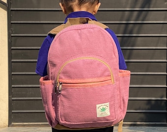 Kleine henneprugzak, milieuvriendelijke handgemaakte Nepalese schooltas
