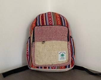 Miljövänlig hampa boho ryggsäck, handgjord hippieväska