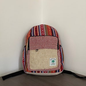 Eco-Friendly Hemp Boho Backpack, Natural Hemp Hippie bag , Handmade Hemp Bag for Travel, School, Hiking and Gym.