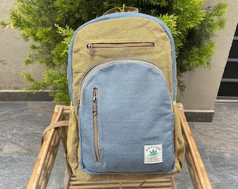 Großer mehrfarbiger Hanf-Rucksack, umweltfreundliche Reiseschultasche