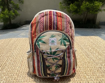 Hemp Backpack, Large Cute Vintage Hippie Boho Bags for  display picture 3