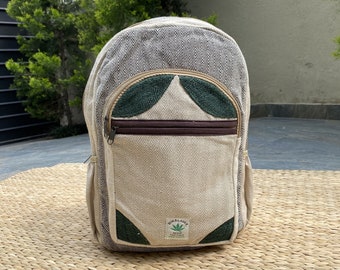 Großer Hanf Rucksack, Nepali Handgemachte Boho Reisetasche