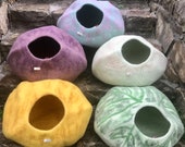 Premium Quality Large Medium-Tie Dye Cat Cave, Eco Friendly, Luxurious Cat Bed, Colorful, Natural Felted Wool,Handmade in Nepal, Cat House