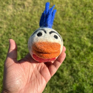 Rooster Head Wool Dog Toy – Handmade Felted Toy from Himalayas, No Stitching, Eco Friendly & Safe Pet Play Gift, Sustainable Pet Toy