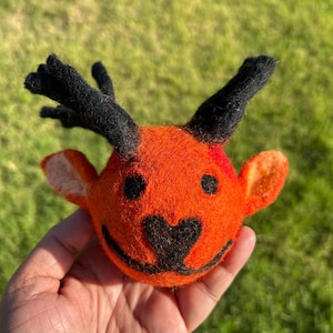 Dear Head Wool Dog Toy – Handmade Felted Toy from Himalayas, No Stitching, Eco Friendly & Safe Pet Play Gift, Sustainable Pet Toy