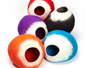 Large Wool Cat Cave, Handmade Felted Cat Bed, Eco Friendly Pet House
