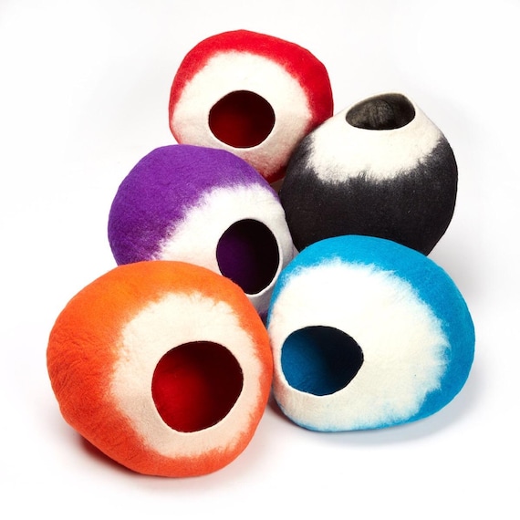 Large Wool Cat Cave, Handmade Felted Cat Bed, Eco Friendly Pet House