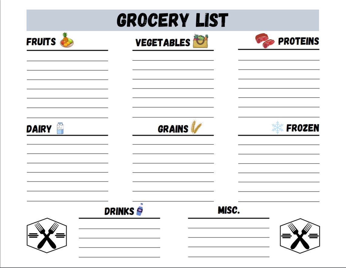 Weekly Meal Planner and Grocery List - Etsy
