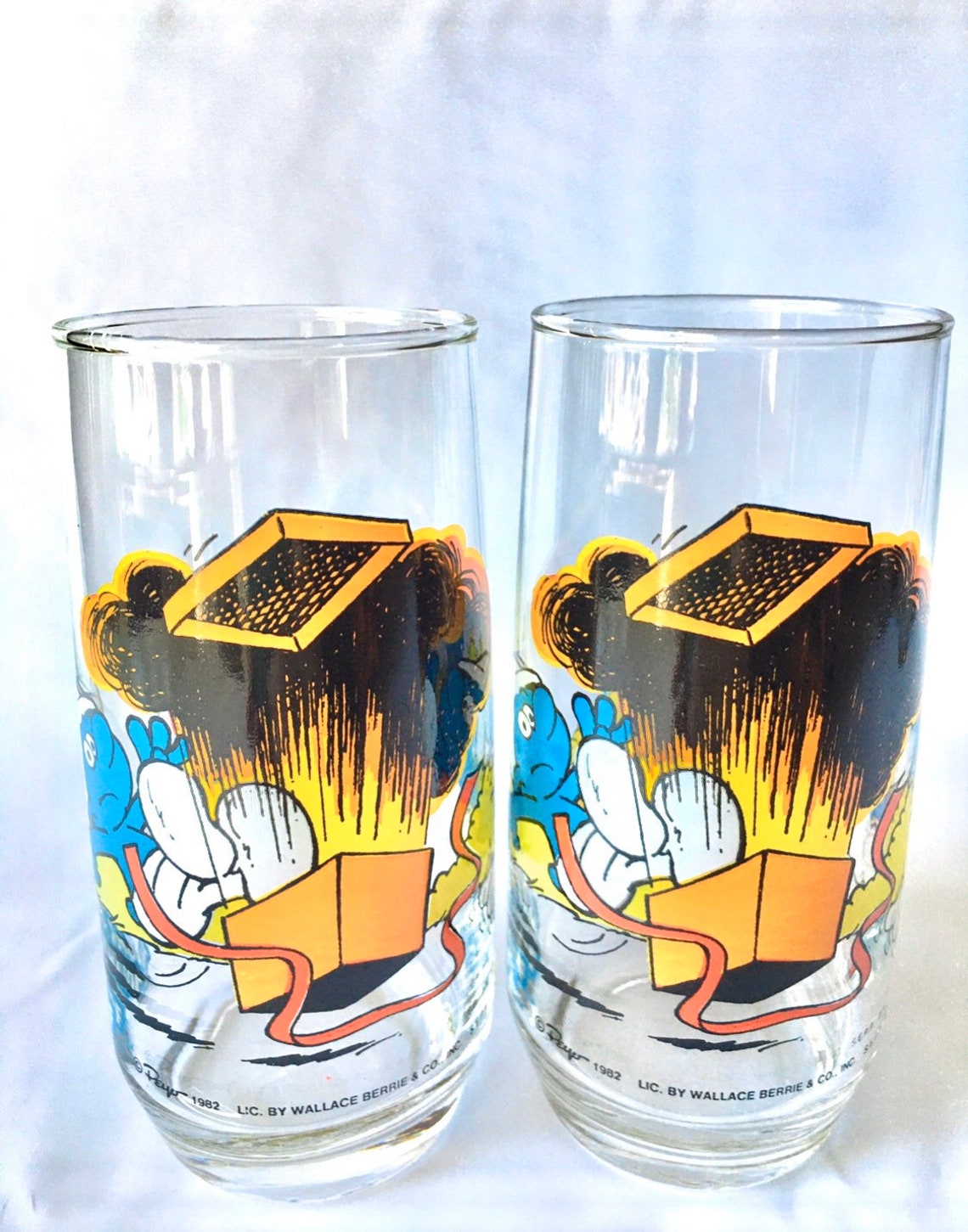1982 Jokey Smurf Drinking Glasses | Etsy