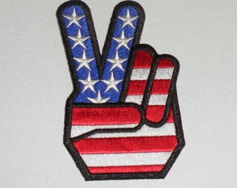Sew Iron on 6.3" x 9.45" Peace Fingers US Peace Fingers Patch Large Patch Sew Iron on 6.3" x 9.45" Peace Fingers US Peace Fingers Patch Large Patch